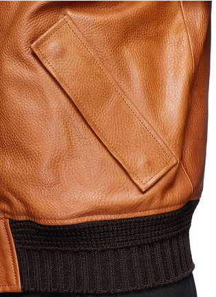 Detail View - Click To Enlarge - SAINT LAURENT - Ruched sleeve oversized vintage leather jacket