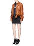 Figure View - Click To Enlarge - SAINT LAURENT - Ruched sleeve oversized vintage leather jacket