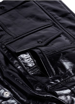 Detail View - Click To Enlarge - SAINT LAURENT - Shearling panel patent leather sleeves