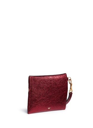 Back View - Click To Enlarge - ANYA HINDMARCH - 'Circulus' eyes crinkled metallic leather small zip pouch
