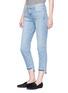 Front View - Click To Enlarge - FRAME - 'Le Boy' frayed staggered cuff jeans