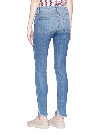 Back View - Click To Enlarge - FRAME - 'Le Skinny de Jeanne' distressed petal cuff jeans