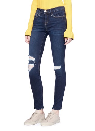 Front View - Click To Enlarge - FRAME - 'Le Skinny de Jeanne' ripped knee jeans