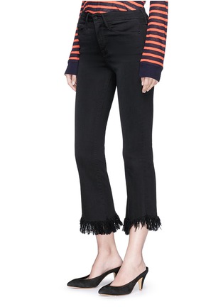 Front View - Click To Enlarge - FRAME - 'Le Crop Mini Boot' angled fringed cuff jeans