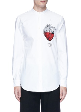Main View - Click To Enlarge - PORTS 1961 - Beaded heart embroidered shirt