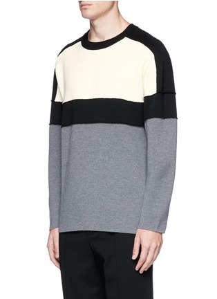 Front View - Click To Enlarge - PORTS 1961 - Colourblock wool sweater