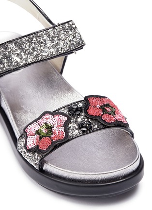Detail View - Click To Enlarge - ASH - Shine' floral sequin appliqué metallic sandals