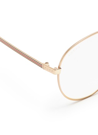 Detail View - Click To Enlarge - GUCCI - Web stripe temples metal aviator optical glasses