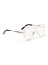 Figure View - Click To Enlarge - GUCCI - Web stripe temples metal aviator optical glasses