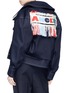 Back View - Click To Enlarge - ANGEL CHEN - 'Angel' slogan fringed patch oversized denim jacket