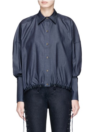 Main View - Click To Enlarge - ANGEL CHEN - Oversized cropped cotton-blend shirt