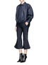 Figure View - Click To Enlarge - ANGEL CHEN - Oversized cropped cotton-blend shirt