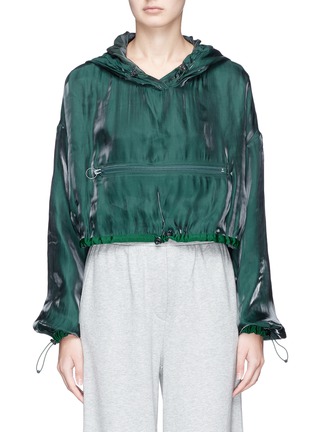Main View - Click To Enlarge - ANGEL CHEN - Cropped charmeuse hoodie