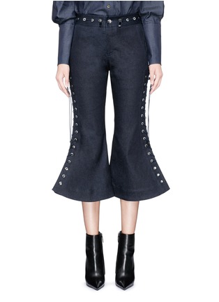 Main View - Click To Enlarge - ANGEL CHEN - Lace-up cropped flared denim pants