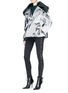 Figure View - Click To Enlarge - ANGEL CHEN - Faux fur collar metallic mirror boxy jacket