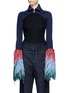 Main View - Click To Enlarge - ANGEL CHEN - Colourblock fringe cuff turtleneck sleeves
