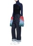 Figure View - Click To Enlarge - ANGEL CHEN - Colourblock fringe cuff turtleneck sleeves