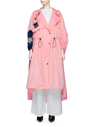 Main View - Click To Enlarge - ANGEL CHEN - 'Fight Club' slogan embroidered hooded long coat