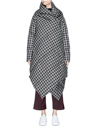 Main View - Click To Enlarge - FFIXXED STUDIOS - Tartan check extended shawl oversized puffer jacket