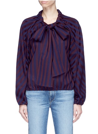 Main View - Click To Enlarge - FFIXXED STUDIOS - Pussybow stripe hopsack blouse