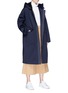 Figure View - Click To Enlarge - FFIXXED STUDIOS - Stripe oversized cotton twill hooded coat