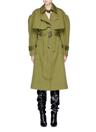 Main View - Click To Enlarge - JINNNN - Puff shoulder twill trench coat