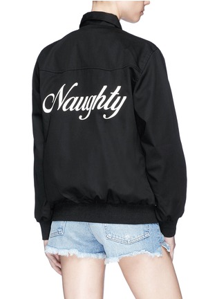 Back View - Click To Enlarge - ON PACIFIC - 'Naughty' slogan print twill jacket