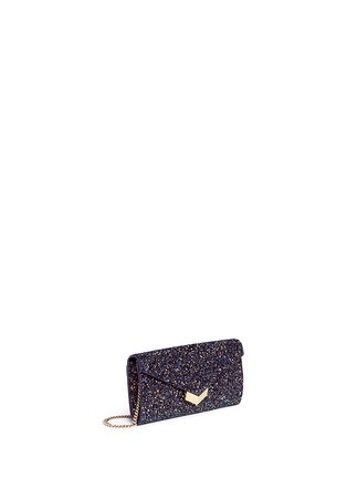 Detail View - Click To Enlarge - JIMMY CHOO - 'Lucile' coarse glitter crossbody clutch