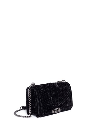 Detail View - Click To Enlarge - REBECCA MINKOFF - 'Love' chevron quilted crushed velvet crossbody bag