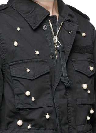 Detail View - Click To Enlarge - 73115 - 'Pearl Snow' beaded canvas M-65 field jacket