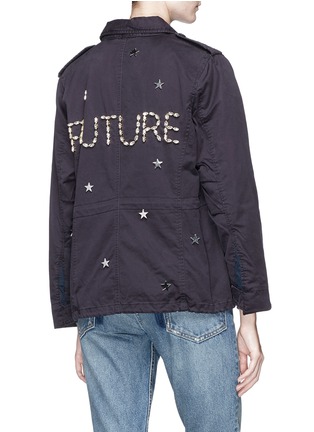 Back View - Click To Enlarge - 73115 - 'Future' glass crystal star charm canvas M-65 field jacket