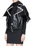 Detail View - Click To Enlarge - JINNNN - Detachable sleeve leather jacket