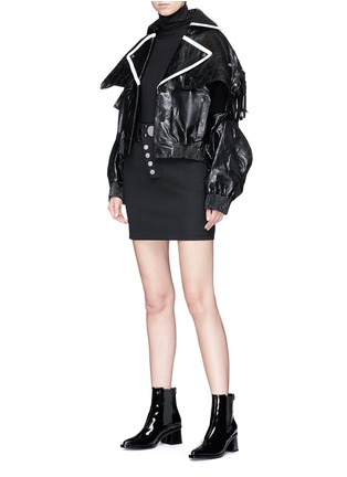 Figure View - Click To Enlarge - JINNNN - Detachable sleeve leather jacket