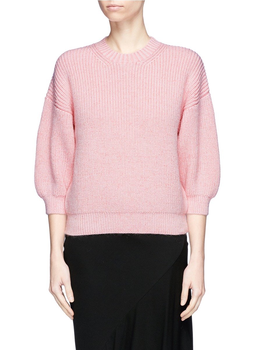 3.1 PHILLIP LIM Puff-Sleeve Wool And Mohair-Blend Sweater in Rosa ...