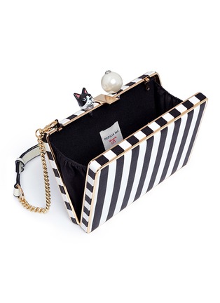  - CECILIA MA - 'Perna' bulldog charm stripe leather box clutch