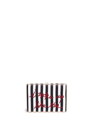 Main View - Click To Enlarge - CECILIA MA - 'Woke Up' embroidered stripe leather box clutch