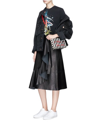 Figure View - Click To Enlarge - CECILIA MA - 'Woke Up' embroidered stripe leather box clutch