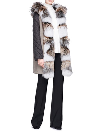 Figure View - Click To Enlarge - YVES SALOMON - Two-in-one fox fur and melton coat