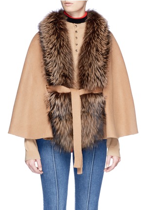 Main View - Click To Enlarge - YVES SALOMON - Fox fur trim cashmere-wool melton cape