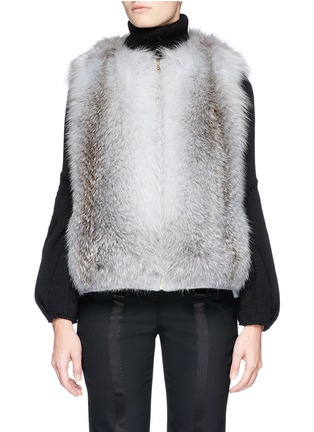 Main View - Click To Enlarge - YVES SALOMON - Wool-cashmere melton back fox fur short gilet