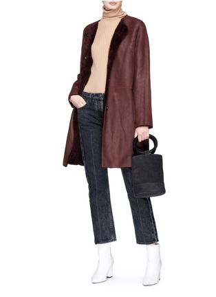 Figure View - Click To Enlarge - YVES SALOMON - Lambskin leather coat