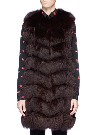 Main View - Click To Enlarge - YVES SALOMON - Fox fur goat leather long gilet