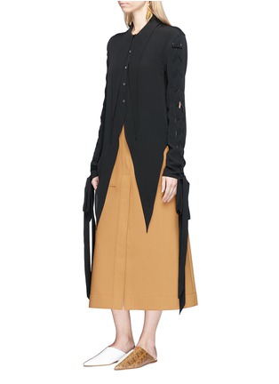 Figure View - Click To Enlarge - JW ANDERSON - Lace-up sleeve tie crepe top