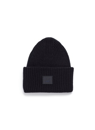 Main View - Click To Enlarge - ACNE STUDIOS - 'PANSY L FACE' EMOTICON PATCH WOOL BLEND BEANIE