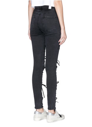 Back View - Click To Enlarge - MADEGOLD - 'Bianca' lace-up cutout panel denim pants