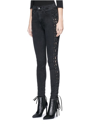 Front View - Click To Enlarge - MADEGOLD - 'Betty' lace-up skinny denim pants