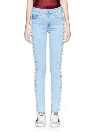 Main View - Click To Enlarge - MADEGOLD - 'Betty' lace-up skinny denim pants