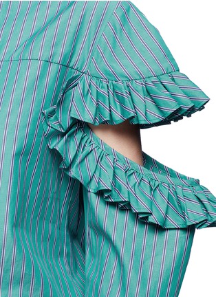 Detail View - Click To Enlarge - MAGGIE MARILYN - 'Truth Teller' cut-out sleeve stripe shirt