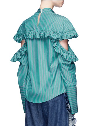 Back View - Click To Enlarge - MAGGIE MARILYN - 'Truth Teller' cut-out sleeve stripe shirt