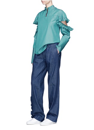 Figure View - Click To Enlarge - MAGGIE MARILYN - 'Truth Teller' cut-out sleeve stripe shirt